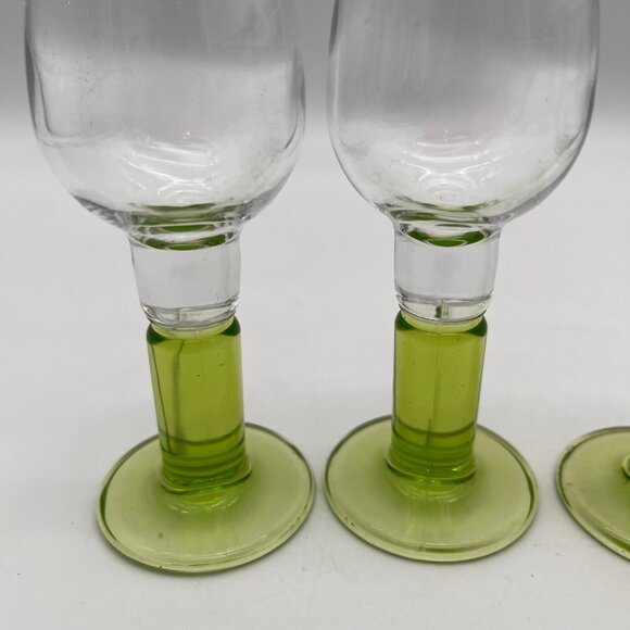 Bormioli Rocco Italy Green Stem Cordial Crystal 5" Vintage Set of 4 - Picture 2 of 4
